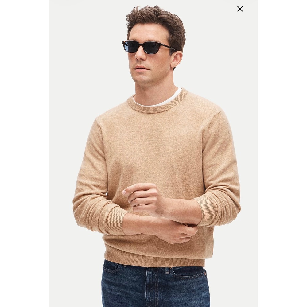 J.Crew Mens 100% Cashmere Crewneck Sweater Heathered Tan XXL BE895 NWT